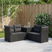 Set di divani 5 pz Nero Rattan sintetico e Acciaio 3447828