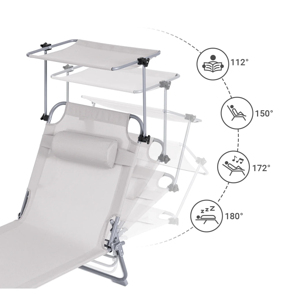 SoBuy Lettino prendisole pieghevole con tettuccio 63x215x30cm OGS48-MI