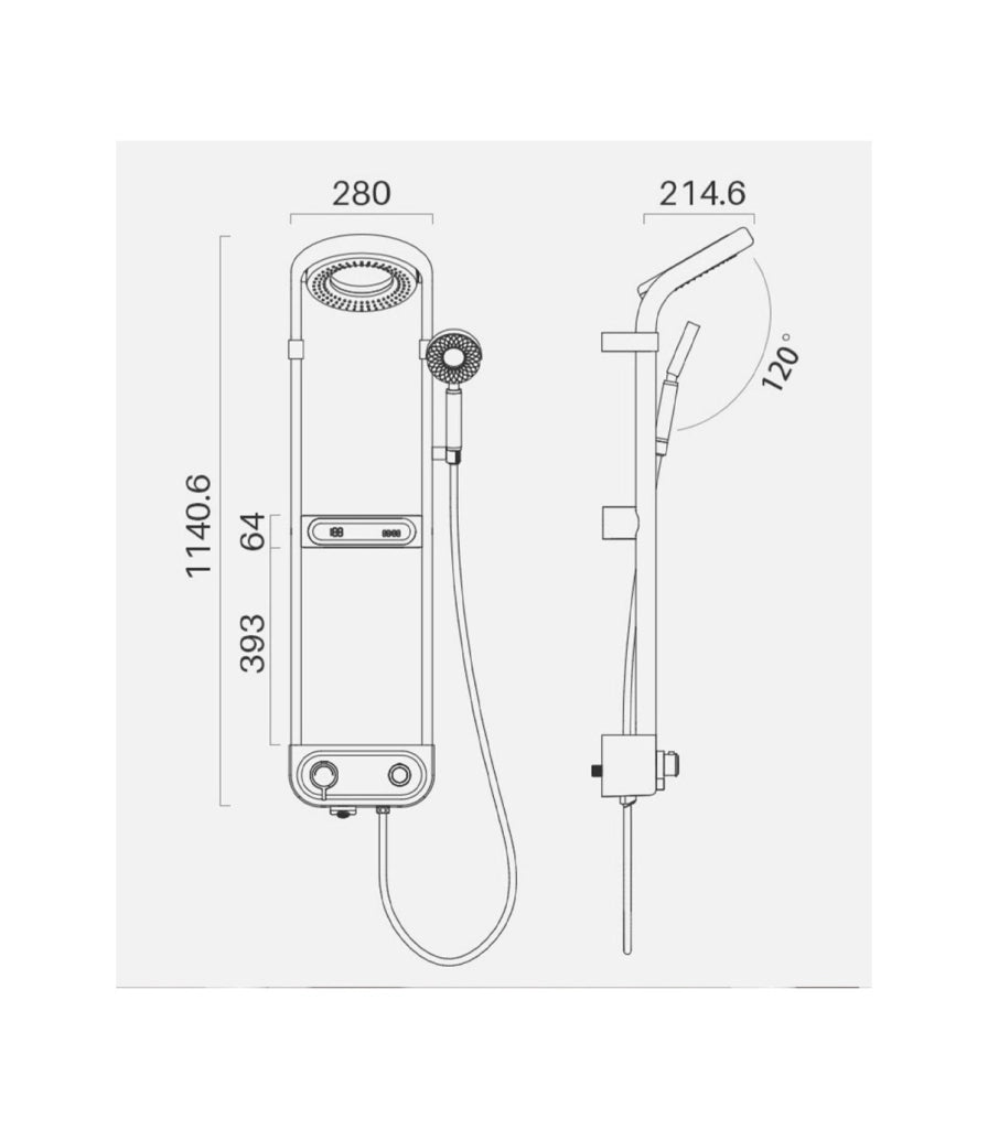 Colonna Doccia-Bagno Termostatica LH-198 | Corpo Rubinetto in Rame | Display LED Digitale e Orologio