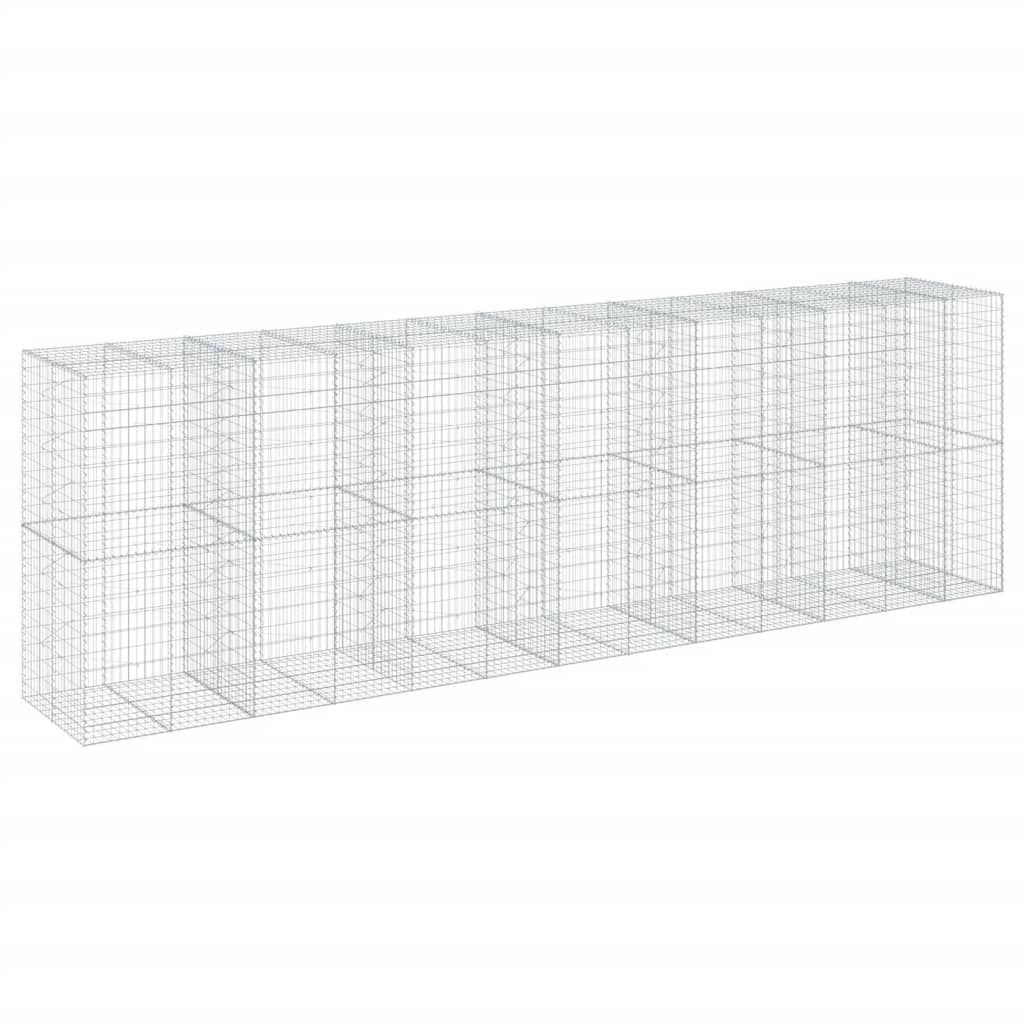 Gabbione recinto a gabbia muro di contenimento con coperchio 650 x 100 x 200 cm ferro zincato argento 02_0040188