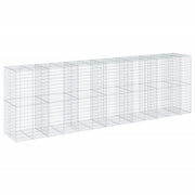 Gabbione recinto a gabbia muro di contenimento con coperchio 650 x 100 x 200 cm ferro zincato argento 02_0040188