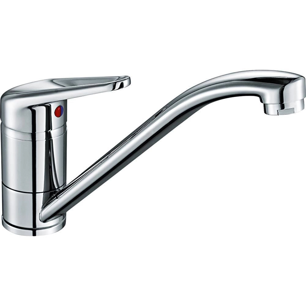 Franke Novara Plus 115.0347.142 - Miscelatore da cucina Mono Splitcomando, installazione da incasso con fissaggio a 1 bullone, materiale ottone, canna girevole a 360° con cartuccia a dischi ceramici e flessibili in inox, altezza circa 18,4 cm, cromato