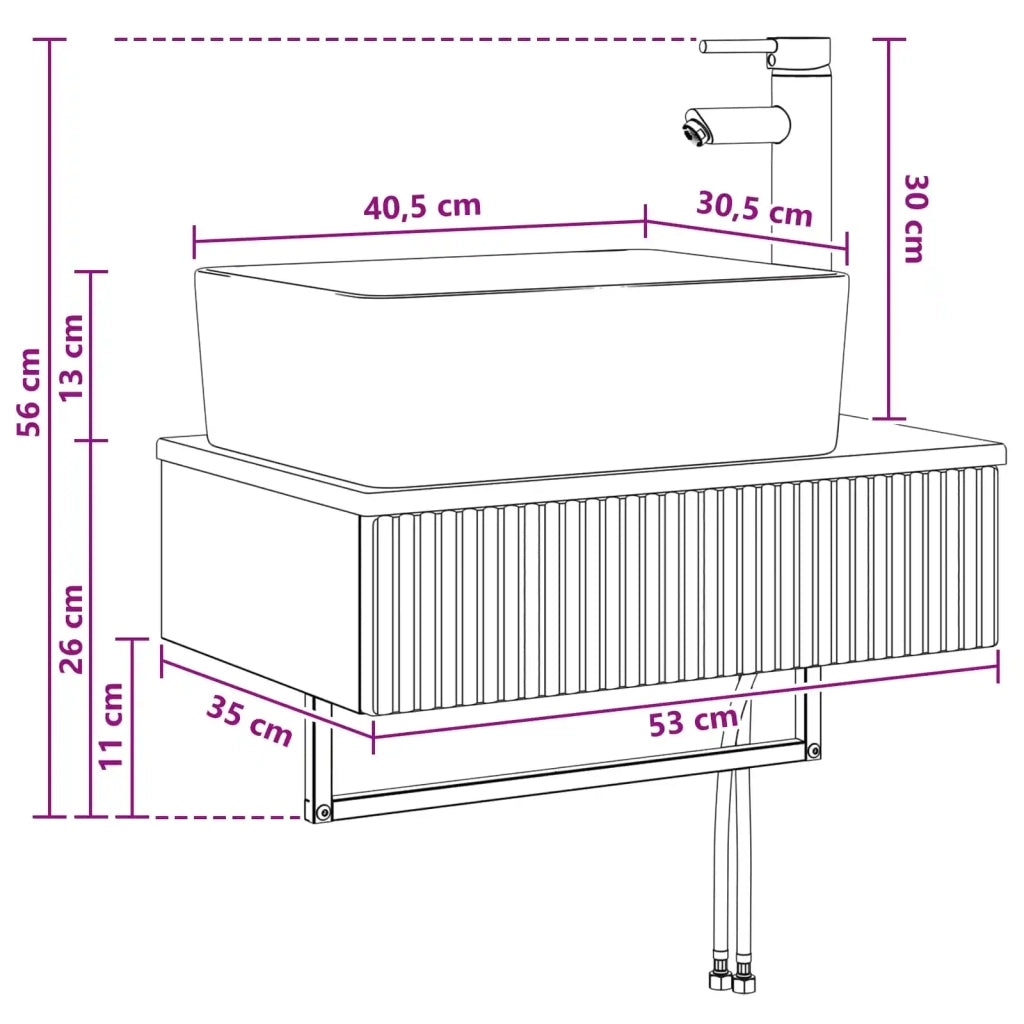 Lavabo da Parete Legno antico 53 x 35 x 39 cm CFW7950436