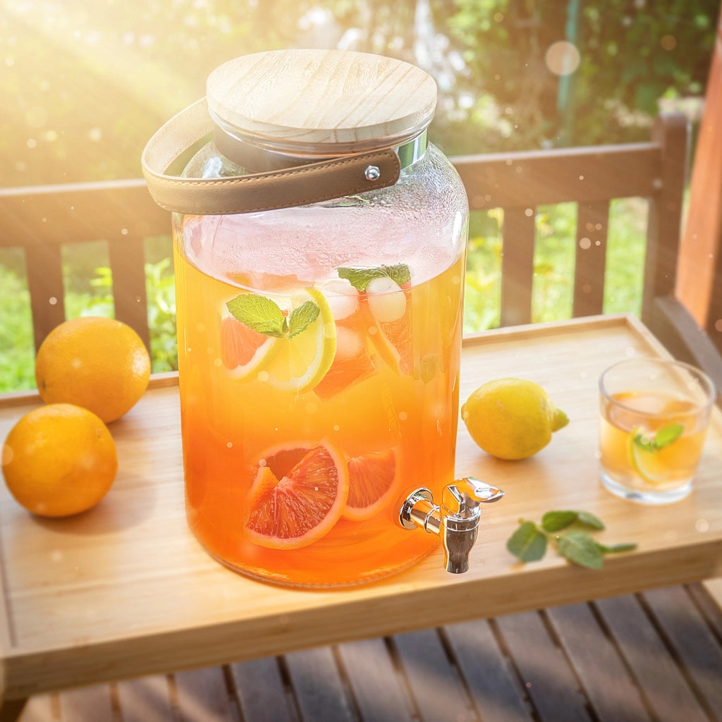 Brocca KADAX con rubinetto da 5,6 litri in vetro per limonata, bevande e acqua.