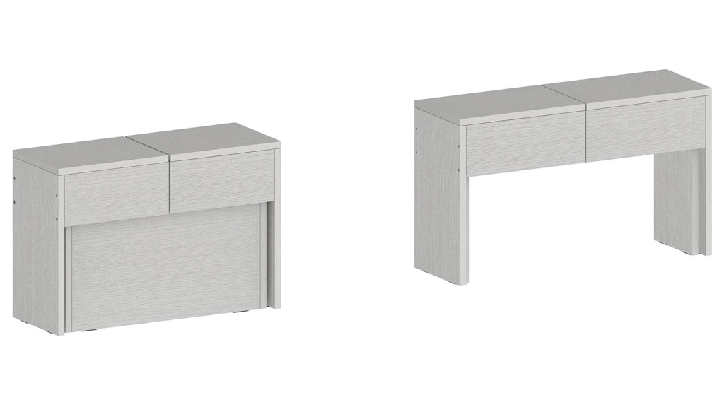 Set 2 Panche Allungabili 66/290x25x45 cm Pratika Singola A e B Larice Bianco