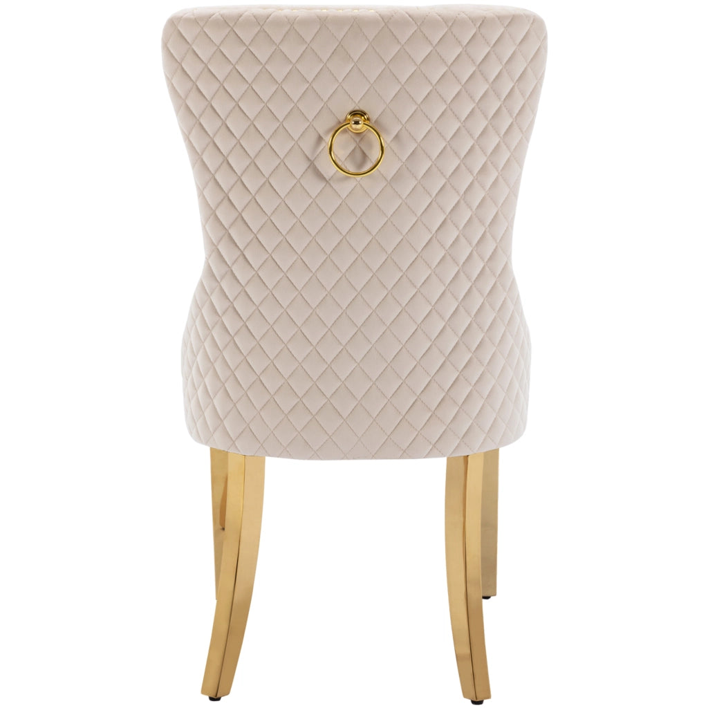 Sedia da pranzo 50.5x45x95 cm con anello decorativo sul retro in velluto beige