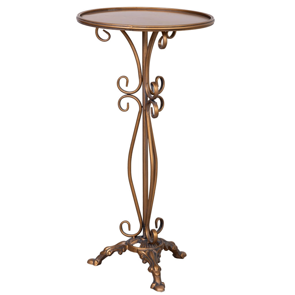 Tavolino in metallo invecchiato dorato 40x40x77