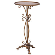 Tavolino in metallo invecchiato dorato 40x40x77
