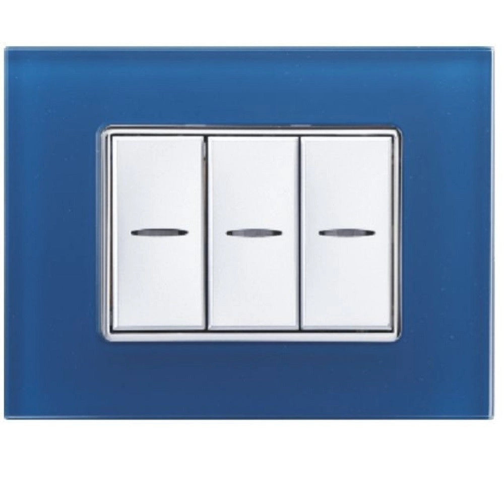 Trade Shop - Placca Cristal 3m 4m 6m Blu Capri Effetto Vetro Compatibile Con Bticino Axolute -