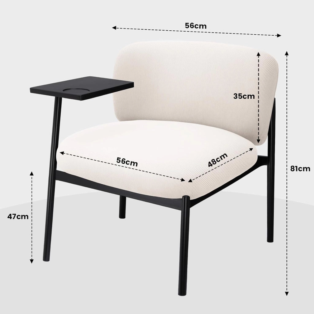 Poltrona lounge poltrona relax moderna con gambe in metallo, divano singolo per soggiorno/camera da letto/giardino, beige
