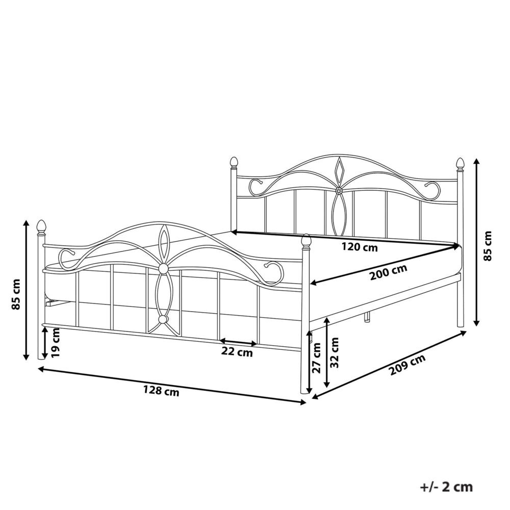 Letto Nero Doppia Dimensione 120 x 200 cm Metallo stile Vintage