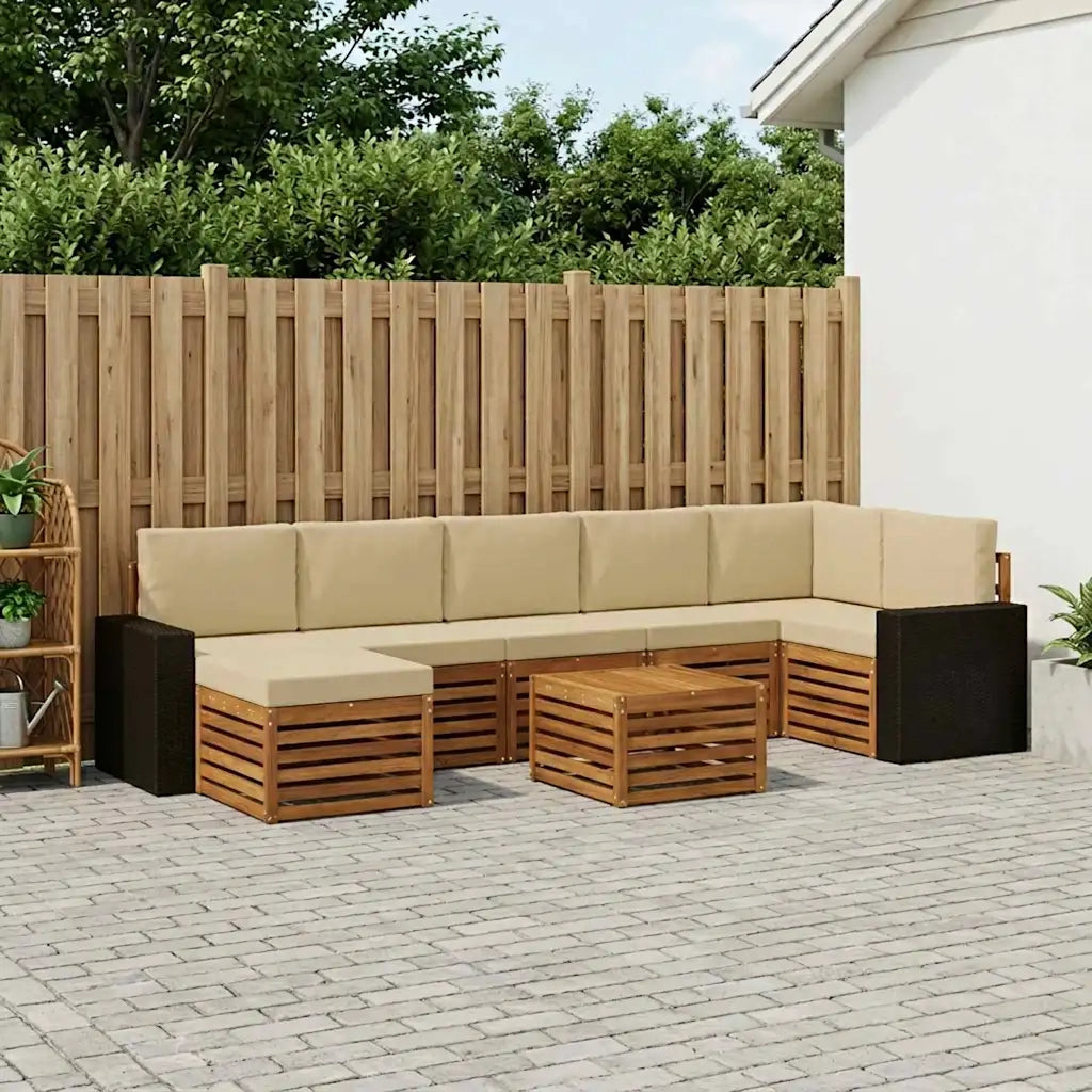 Set di divani da esterno con cuscino 8 pcs Naturale e Beige 3384664