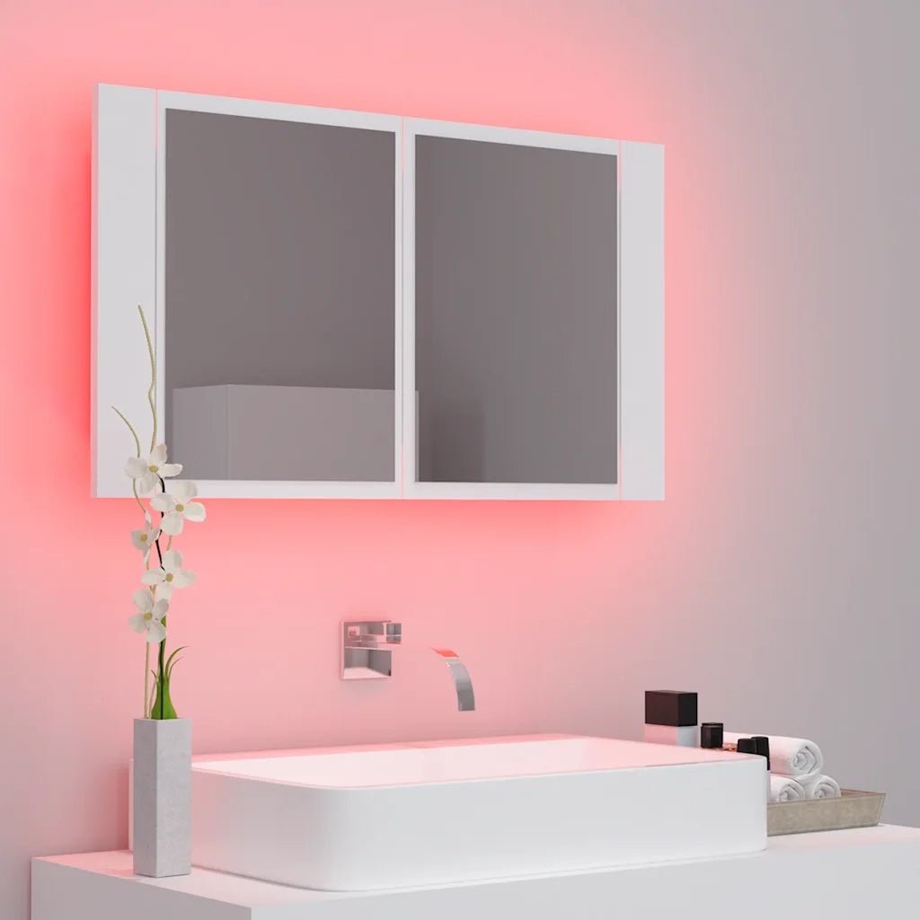 Armadietto a Specchio | Armadio da bagno con Luci LED Bianco 80x12x45 in Acrilico