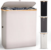 Lavatrice Grande con Coperchio 2 Cassetti | 140L Raccolta Acqua | Lavatrice per Bagno e Camera da Letto | Lavatrice Moderna con Maniglie | Lavatrice Pieghevole - Beige