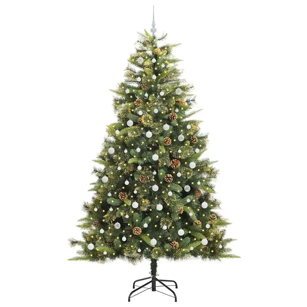 Albero di Natale artificiale pieghevole con coni Verde 240 cm 3395110