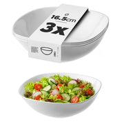 Set di 3 ciotole in vetro KADAX da 16 cm per insalata, zuppe e snack, colore bianco.