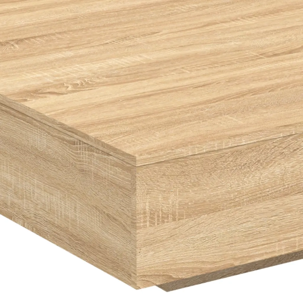 Tavolino da Soggiorno con Luci LED-Tavolino da Salotto-Tavolo Rovere Sonoma 100x100x31 cm