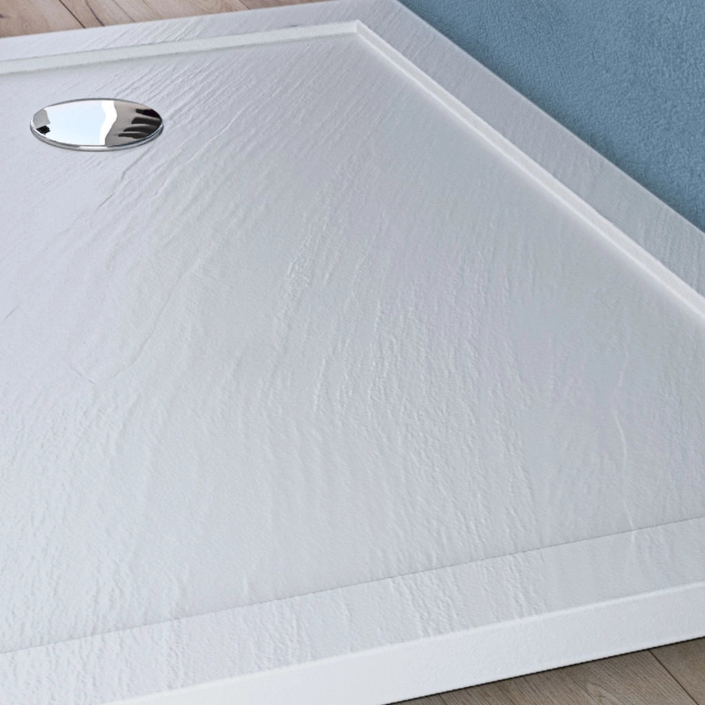 Piatto Doccia Slim 70x170x4 cm Rettangolare Acrilico Bordato Bianco Effetto Pietra mod. Flower