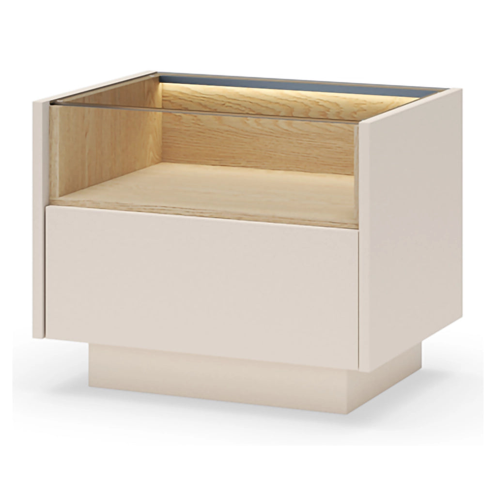 Veirra, Comodino un Cassetto, 53x40x43h cm Beige
