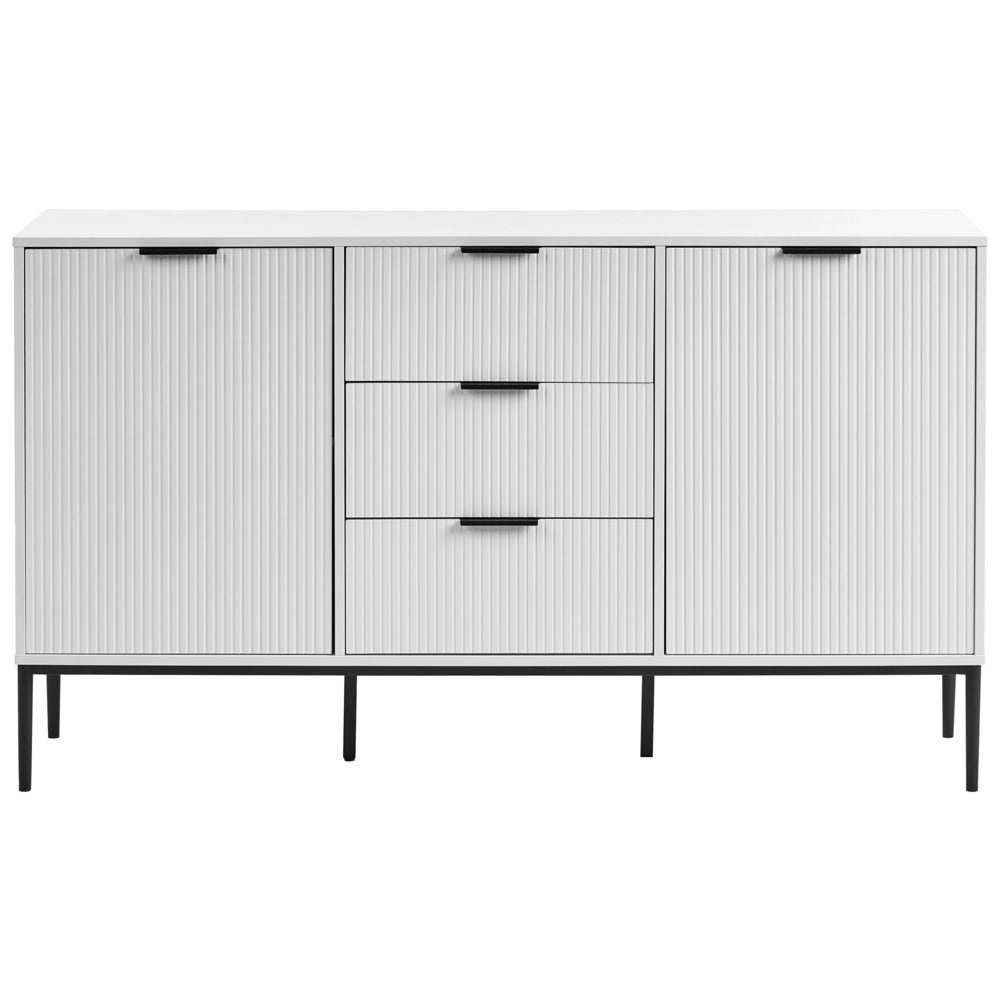 Credenza moderna Soggiorno Camera da letto Mobile 2 ante MDF Gambe in metallo Bianco stile moderno