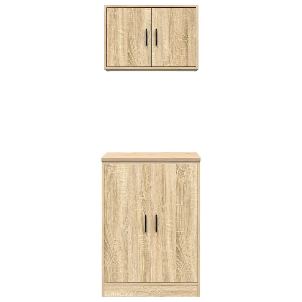 vidaXL Armadi da Garage 2 pz Rovere Sonoma in Legno Multistrato