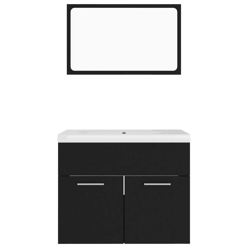 Set Mobili da Bagno Nero in Truciolato 3070866