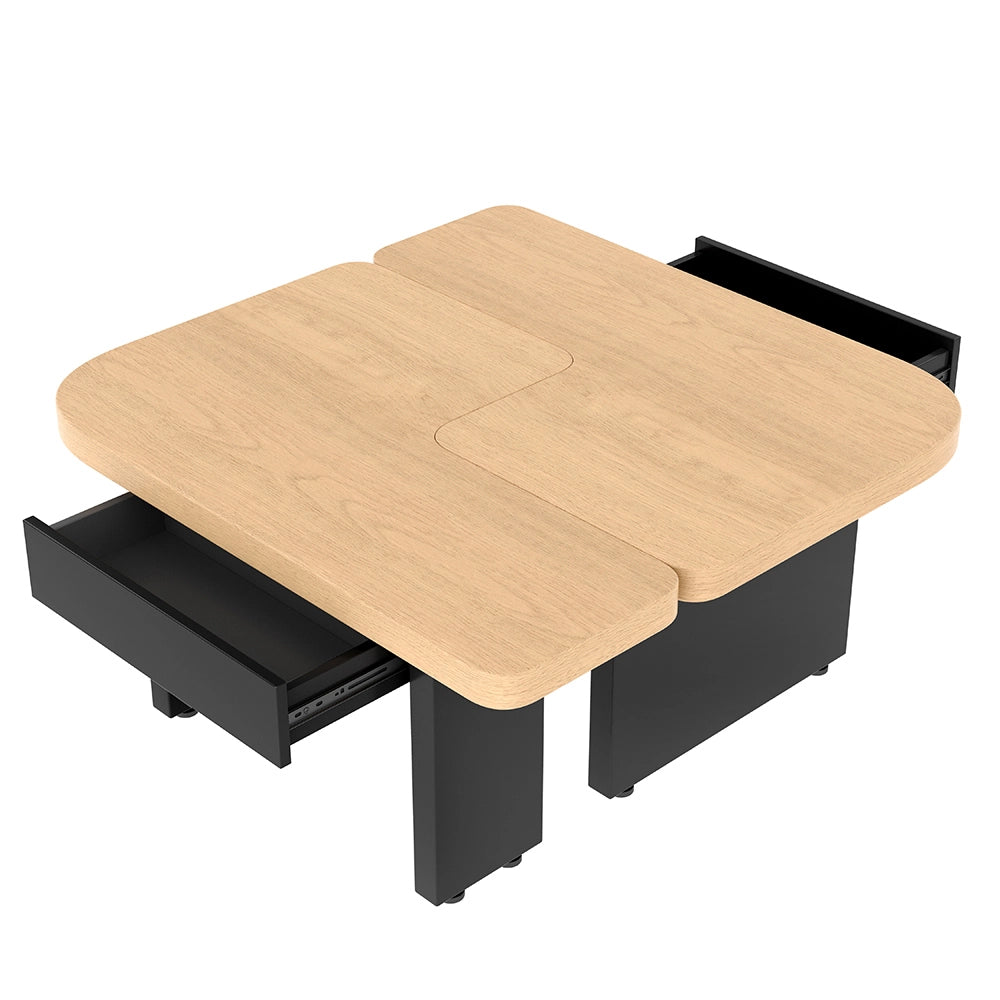 Tavolino-Xylo-LED legno ecologico 2in1 2 cassetti