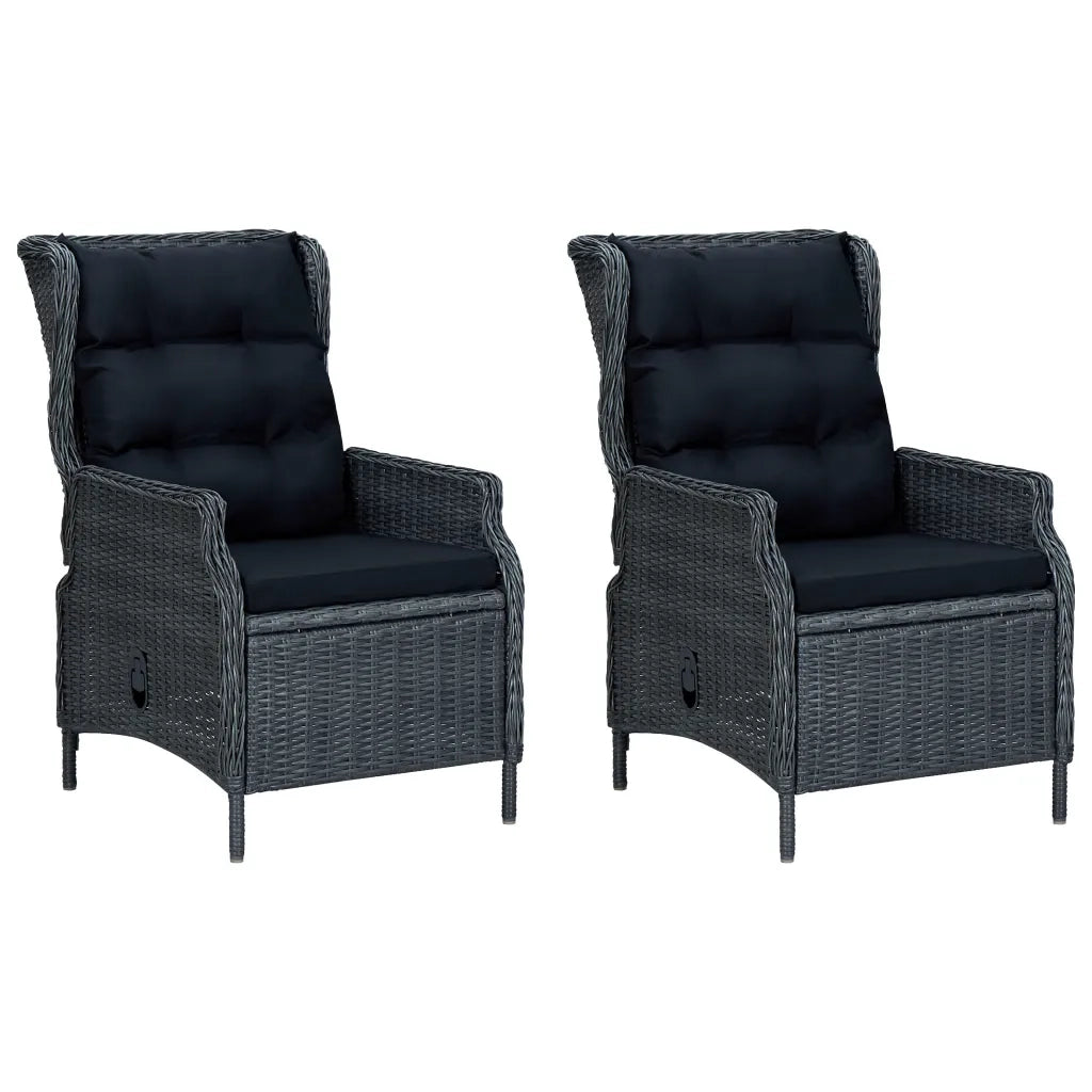 Set Divani da Giardino 3 pz con Cuscini Polyrattan Grigio Scuro cod mxl 51586