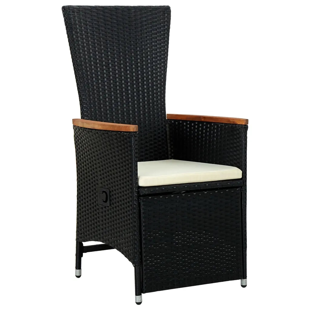 Set da Pranzo da Giardino 7 pz in Polyrattan e Acacia Nero 47681