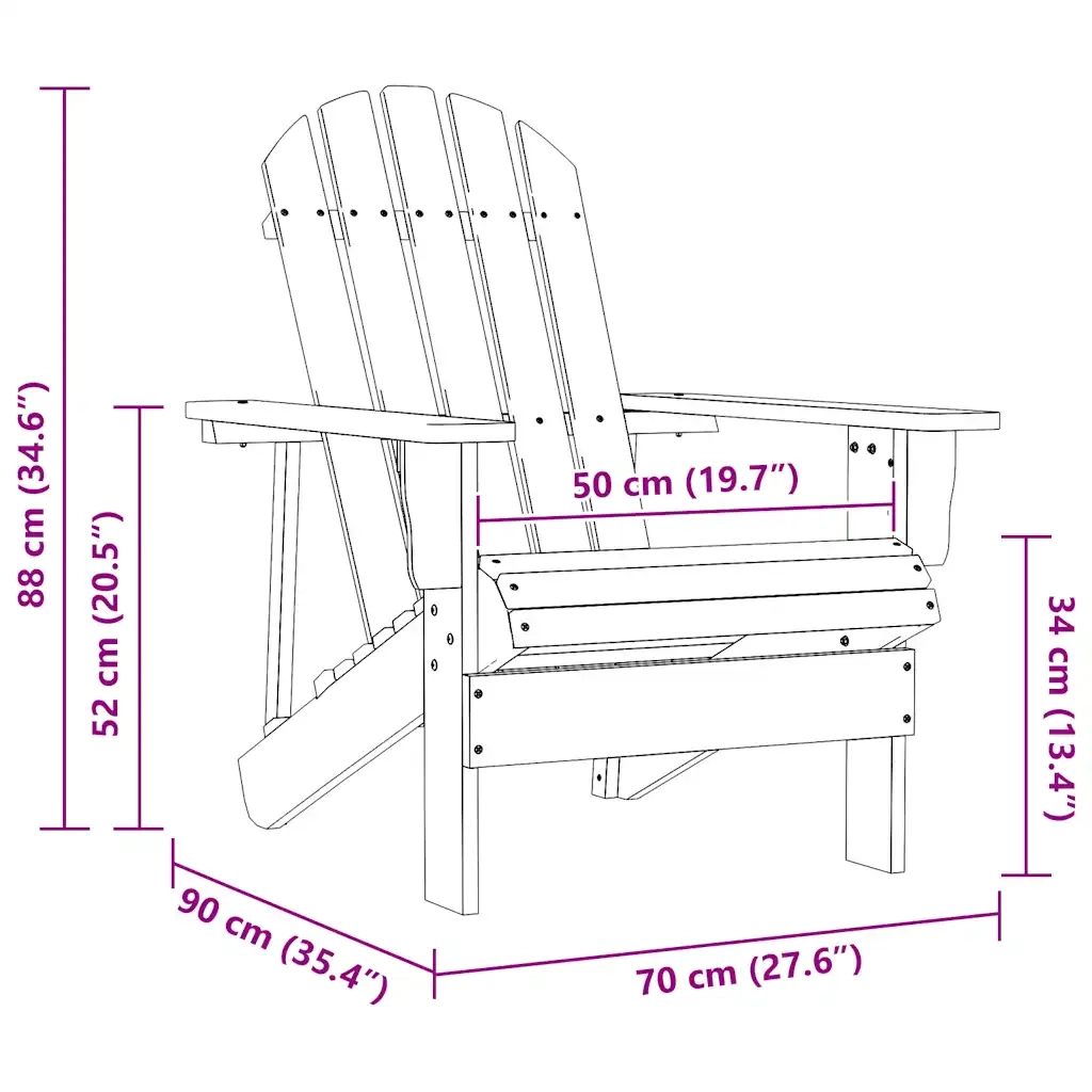 Sedia Giardino Adirondack in Legno Massello di Abete Rosa 315877