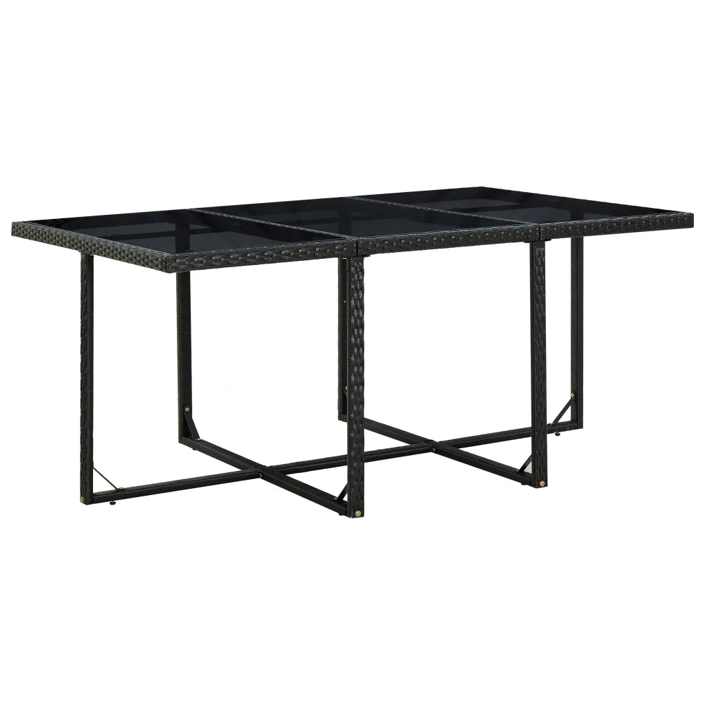 Set da Pranzo da Giardino 11 pz con Cuscini in Polyrattan Nero 42547