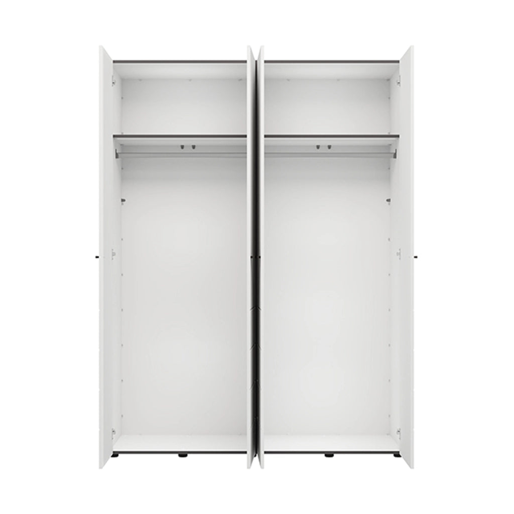 Armadio Camera da Letto Soris, Guardaroba Grande Appendiabiti, 155x208h cm Bianco Opaco