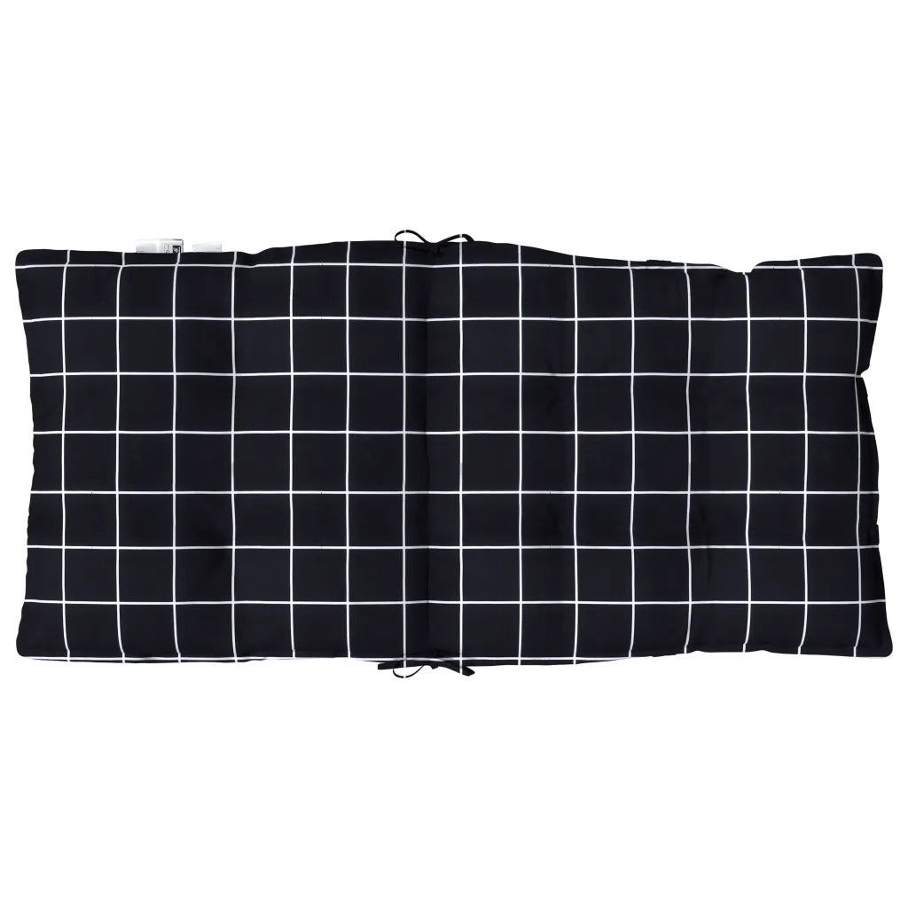 Cuscini Sedia Schienale Basso 2 pz Quadri Nero Tessuto Oxford 377719