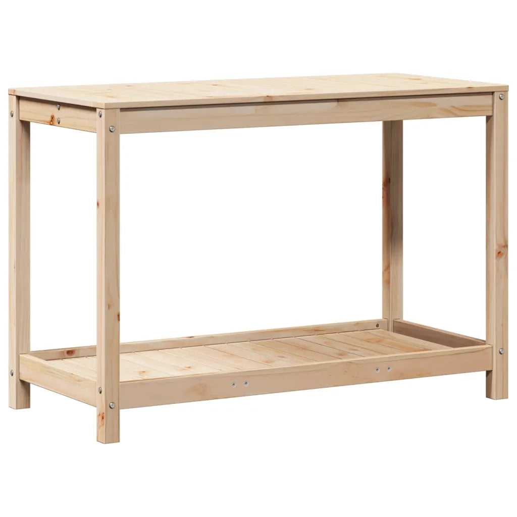 Tavolo Invaso con Ripiano 108x50x75 cm Legno Massello di Pino CFW4408584