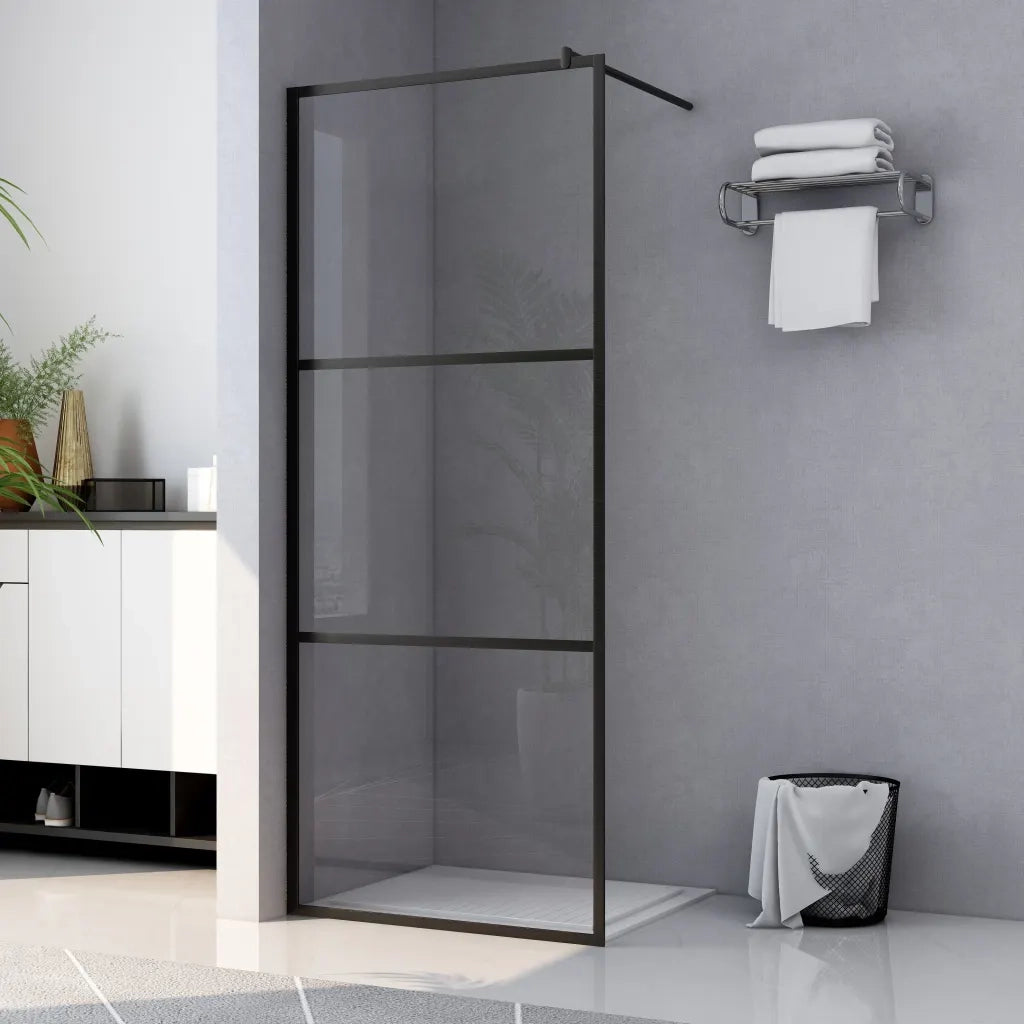 Parete Doccia Walk-in in Vetro Trasparente ESG Nera 90x195 cm cod mxl 46233