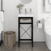 Telaio per Lavabo da Bagno con Lavabo Integrato-Struttura per Lavabo da Bagno Nero in Ferro 371613