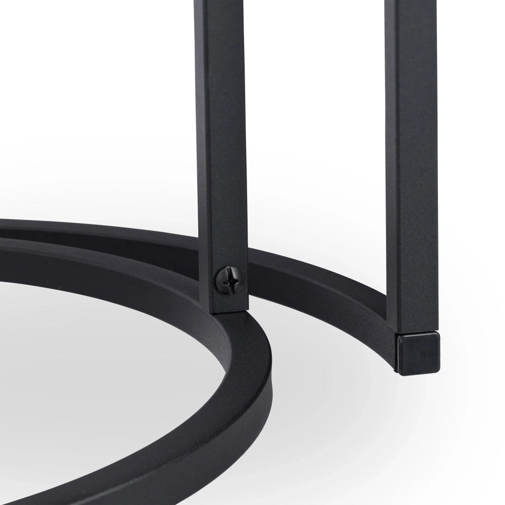 Set di 2 tavolini bassi laterali in vetro nero impilabili 13_0002660