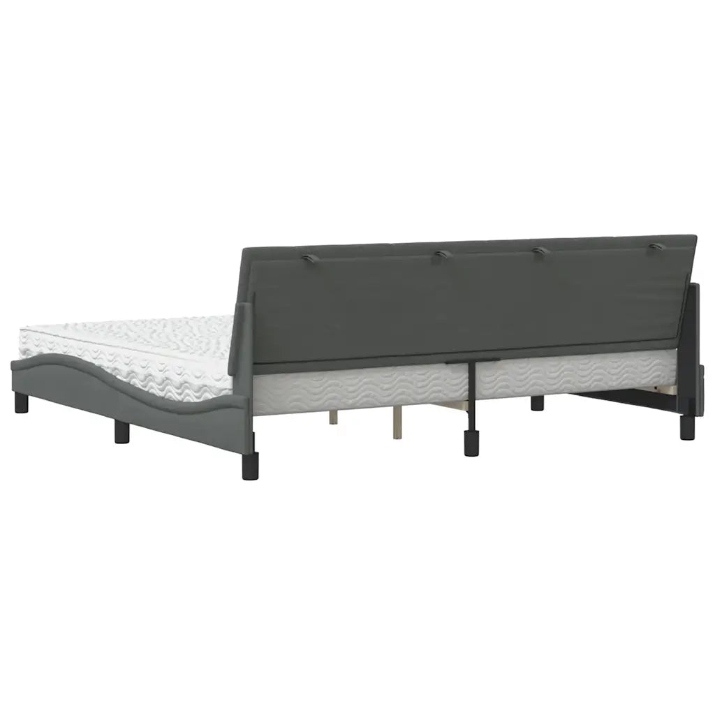 Letto con Materasso Hanko Grigio Scuro 200x200 cm in Tessuto