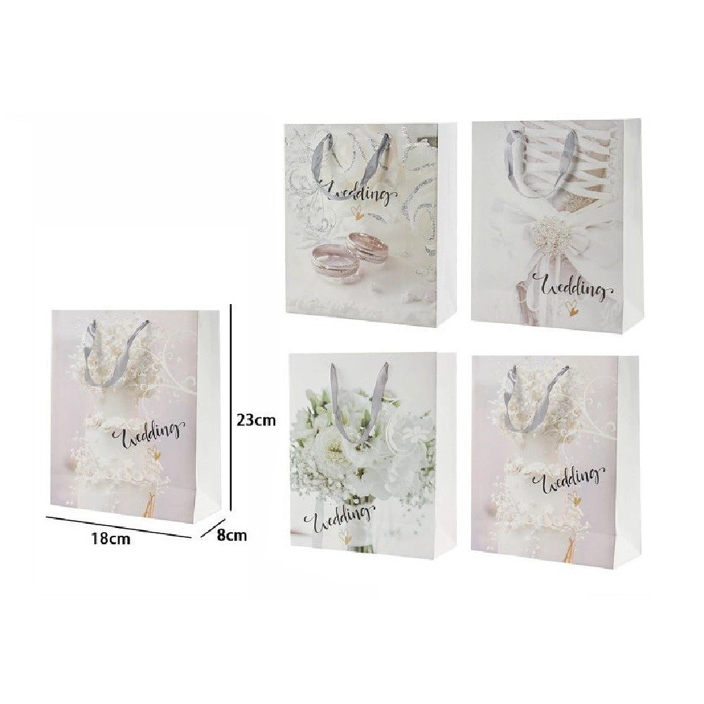Trade Shop - Set 3 Pz Buste Busta Regalo 18x23x8cm Scritta Wedding Per Nozze Matrimonio 67742 -