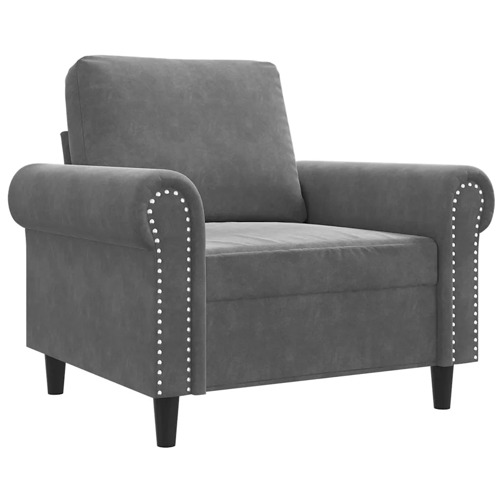 Poltrona-Divano Sedia-Poltroncina Grigio Scuro 60 cm Velluto 493038