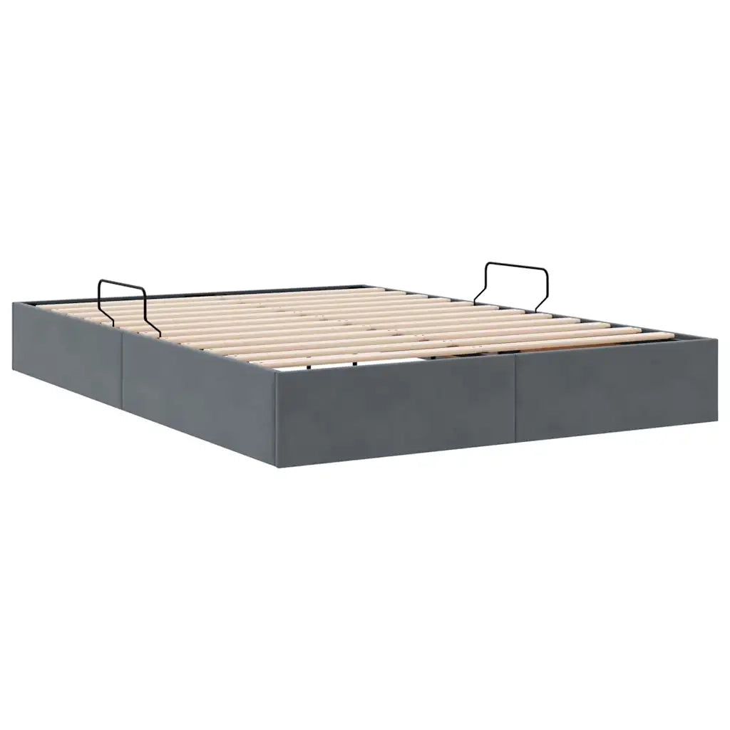Letto con Contenitore Grigio Scuro 135 x 190 cm Velluto 3370126