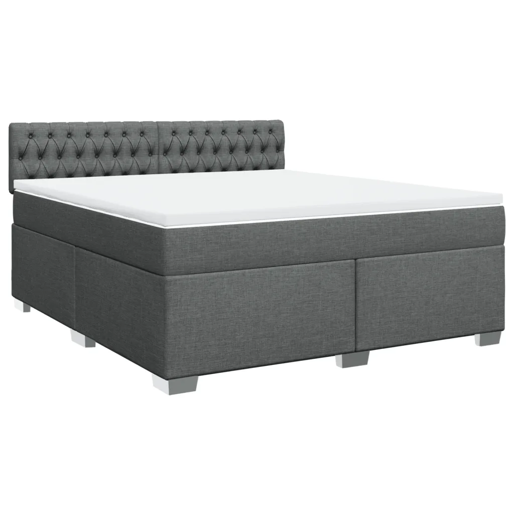 Giroletto a Molle con Materasso Grigio Scuro 180x200 cm Tessuto