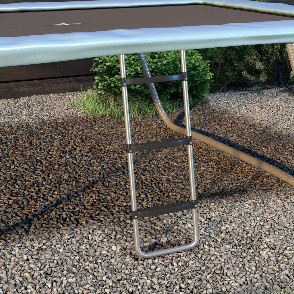 Scaletta per Trampolino Elastico Regolabile a 3 o 2 Scalini in Acciaio, 97x32cm, Argento