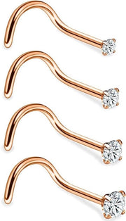 Set di Piercing per Narice in Acciaio Inox con 20G e Zirconia Lucida - Varie Dimensioni - 4-12 Pezzi