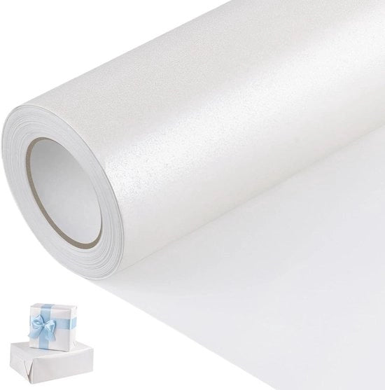 Papier per imballo Premium, rotolo 43cm x 12m, matto metallic off-white per compleanni, matrimoni, feste di nascita e festività per madri.