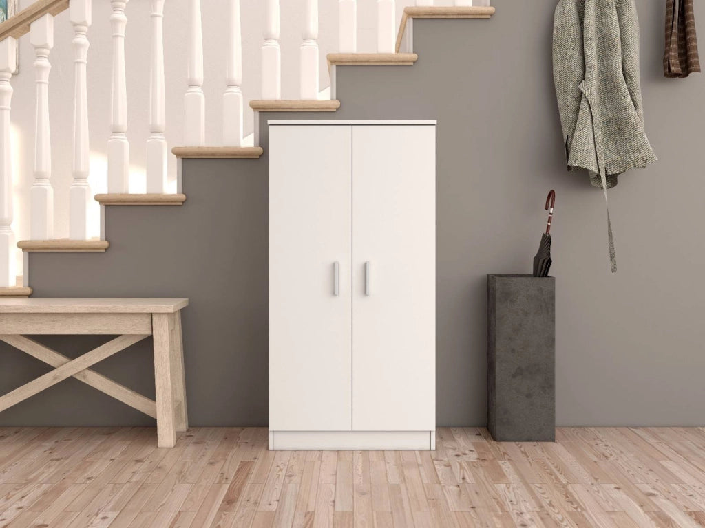 Akimera, Armadio Multiuso 2 Ante 6 Ripiani, 55x108h cm Bianco