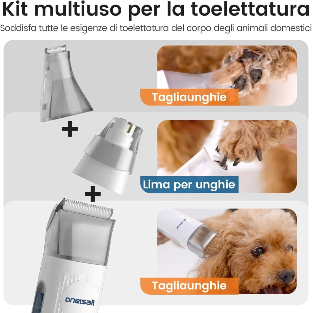 toelettatura e aspirazione a Vuoto per Animali Domestici, Tosatrice per Cani e Gatto Pelo Lungo Professionale, 7 Strumenti per la toelettatura Per la depilazione di cani e gatti (1,5L)