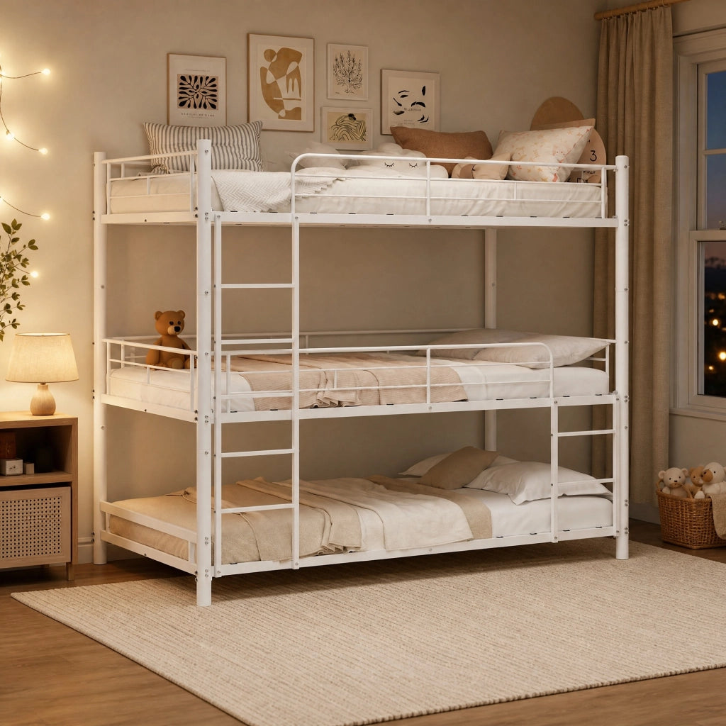 LETTO a castello triplo 90x190 cm in metallo bianco
