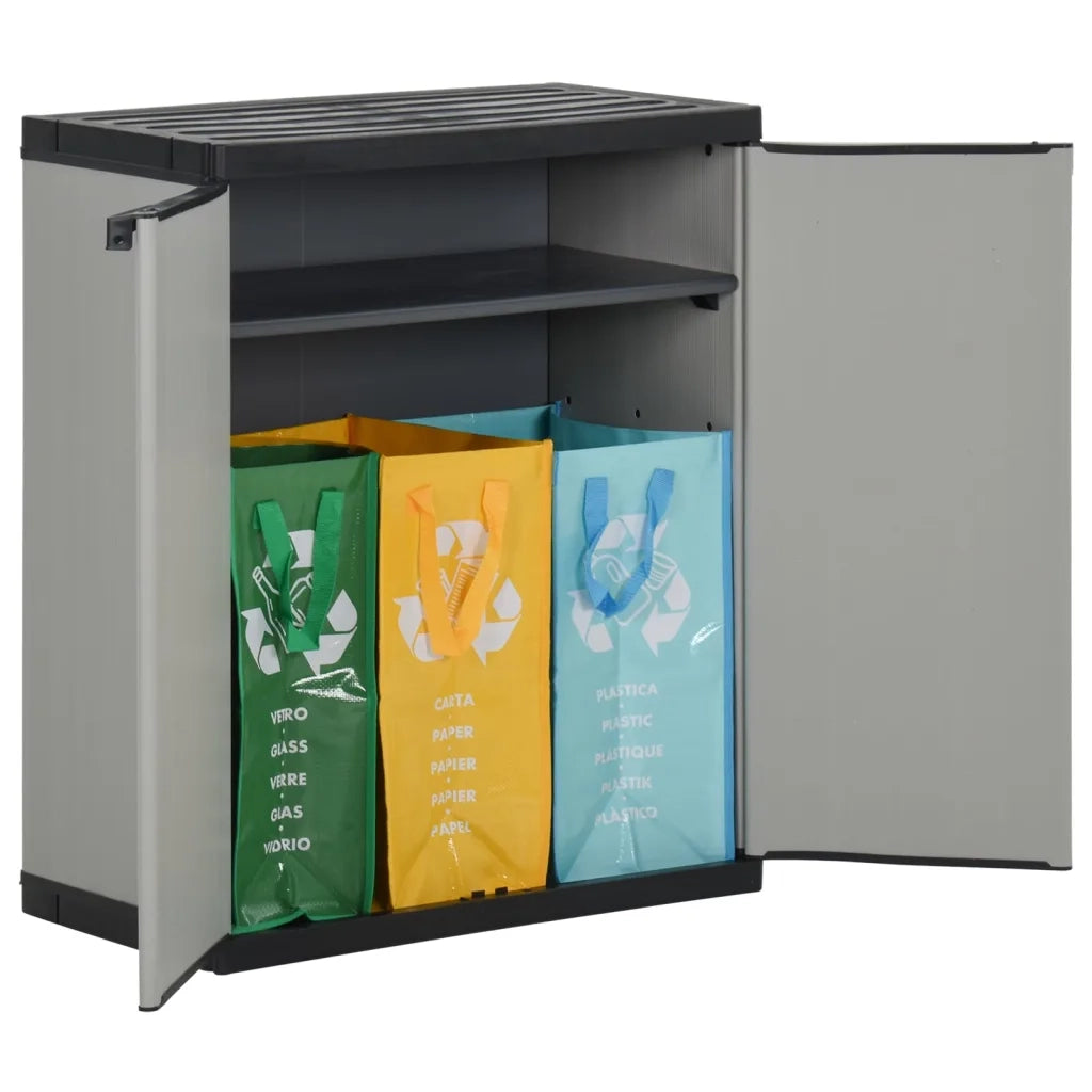 Armadio per Rifiuti da Giardino Grigio e Nero 68x40x85 cm in PP 340987