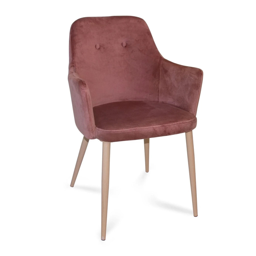 LÚZETE - POLTRONA GUNNAR VELLUTO ROSA GAMBE COLORE NATURALE